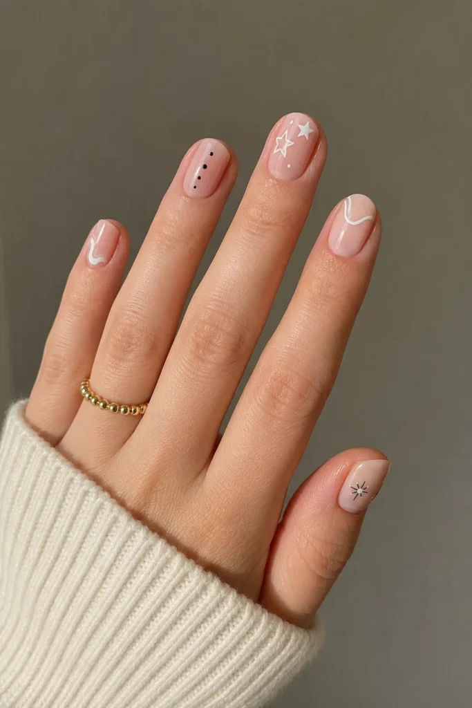 mixed minimal short nail designs