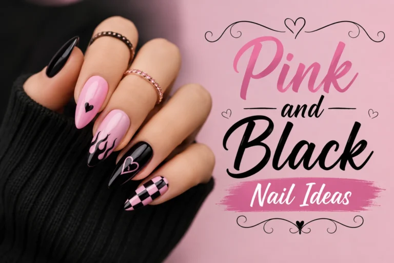 Elegant pink and black nail ideas for stylish manicure