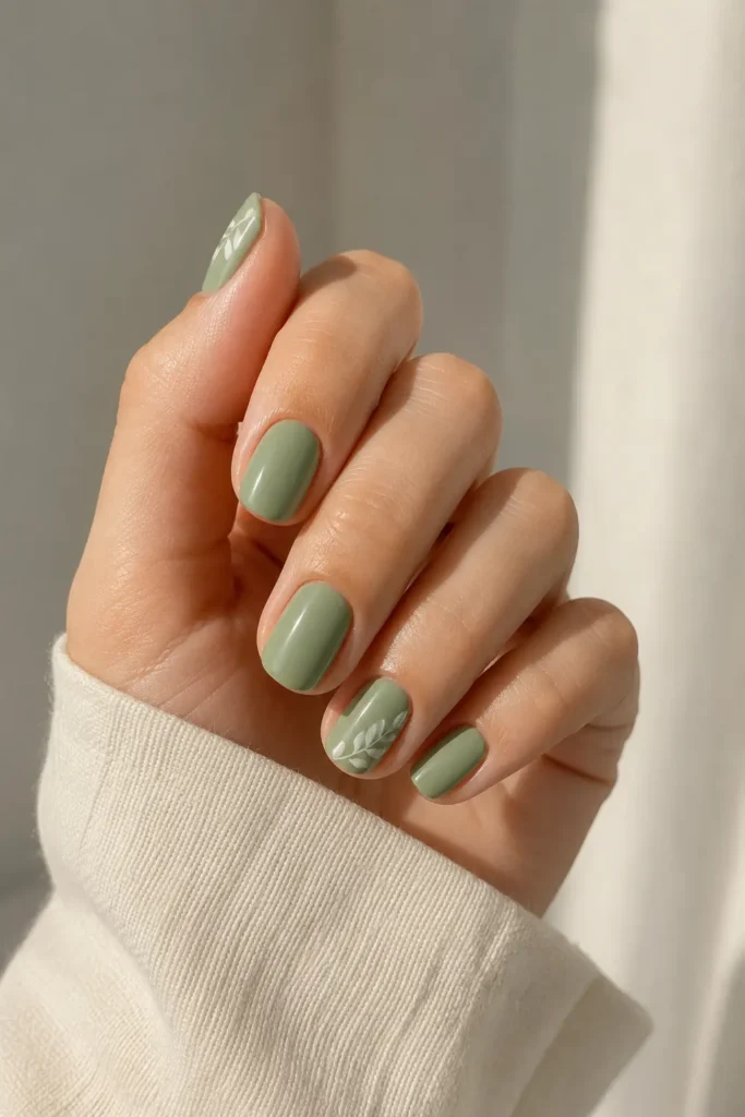 sage green minimal short nails