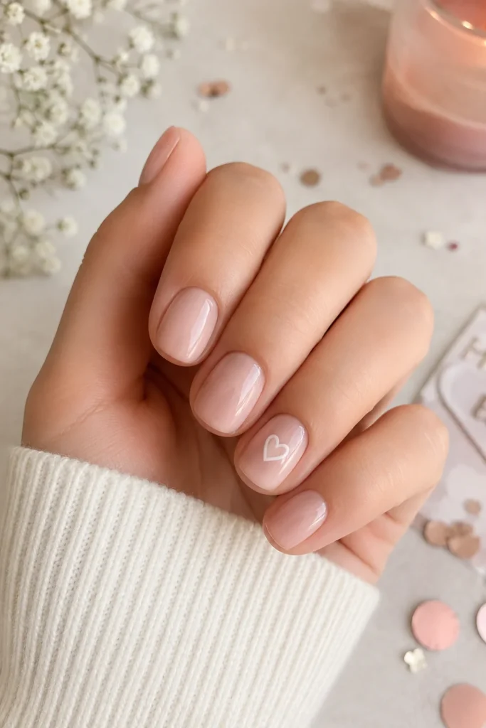 Short neutral bridal shower nail manicure