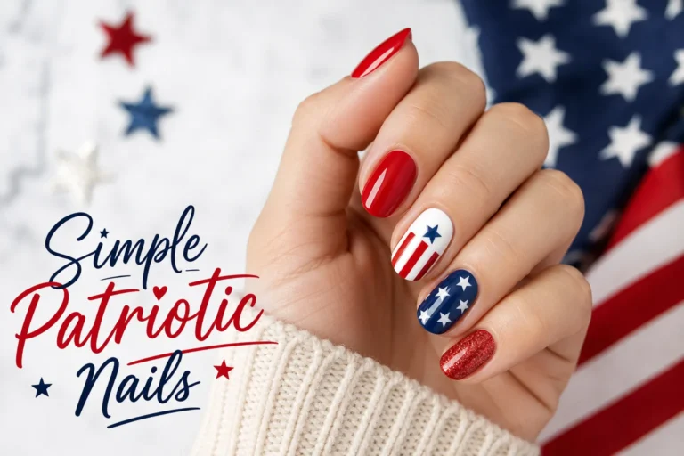 Simple patriotic nails with easy red, white and blue designs
