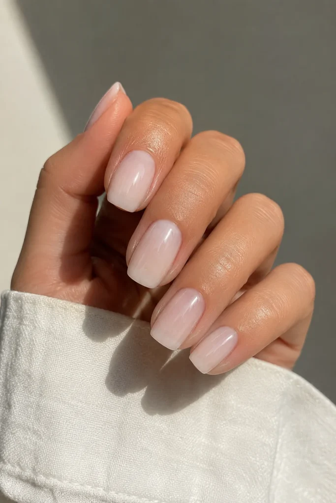 Soap nails with clear shine satin glow finish