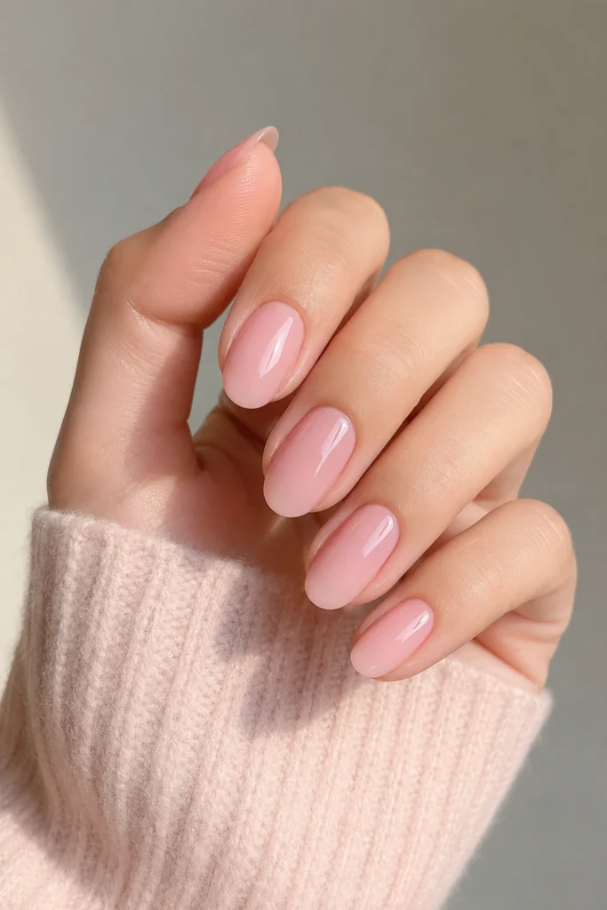 Soft pink minimal nails bump friendly design