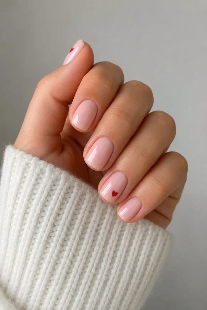 tiny heart accent short nails