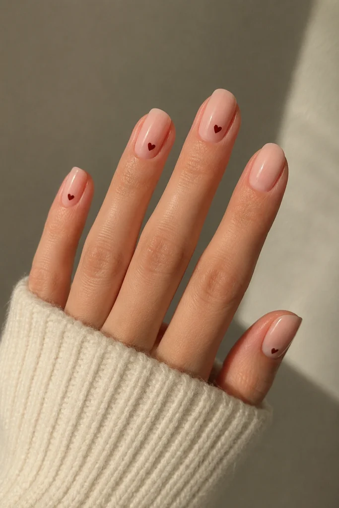 Tiny heart accent nails sweet minimal design