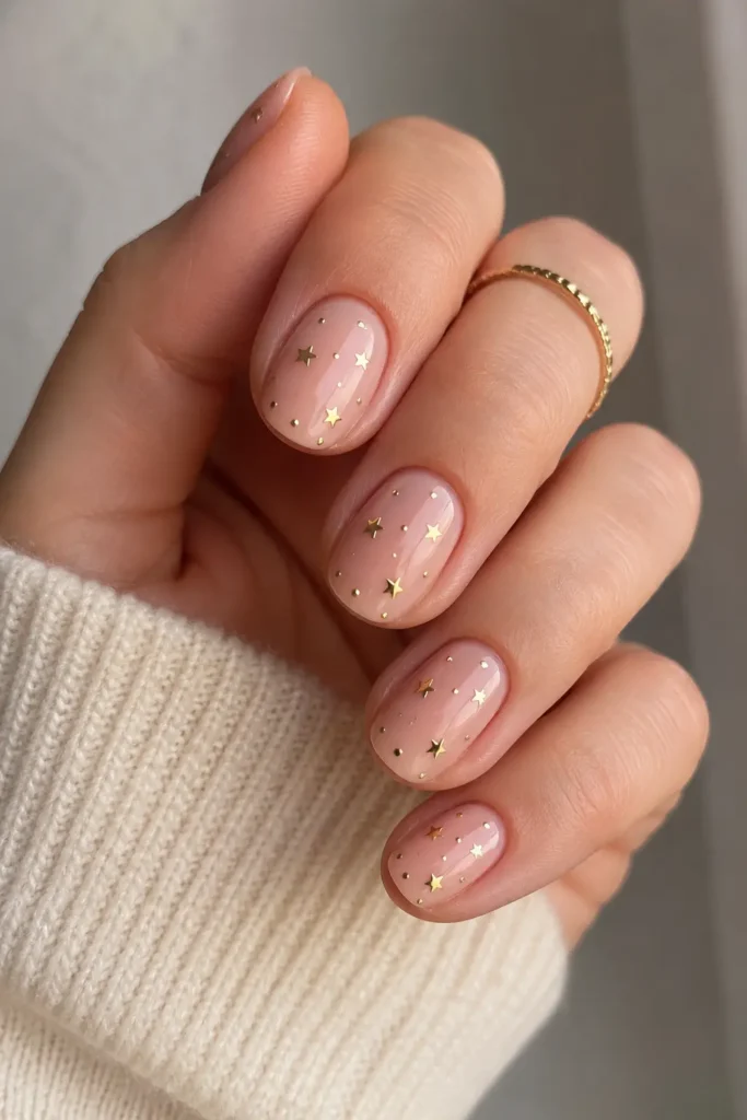 tiny star nail art short nails