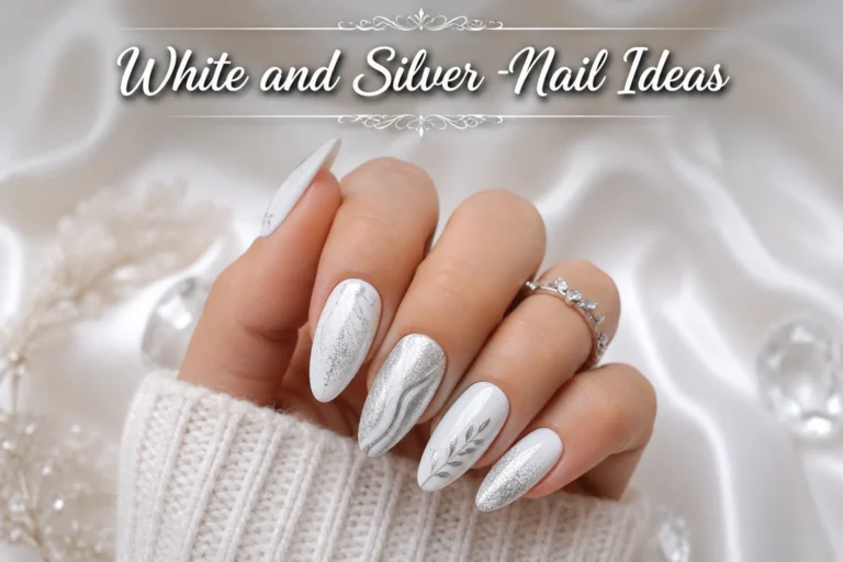 Elegant white and silver nail ideas for every shape
