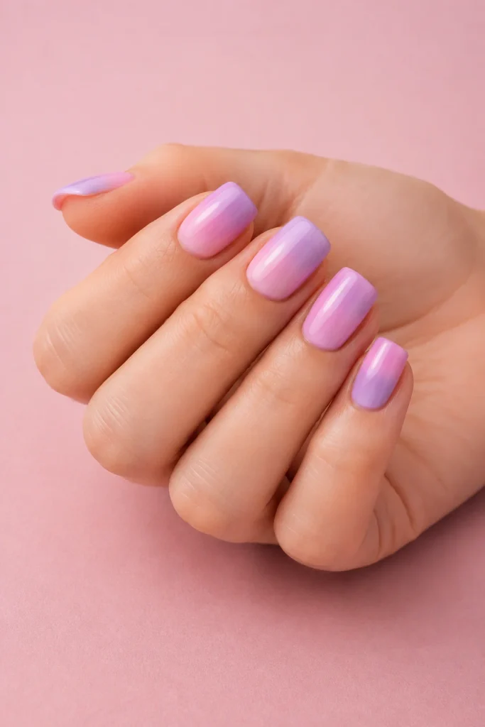 Pink and lavender two tone ombre nails