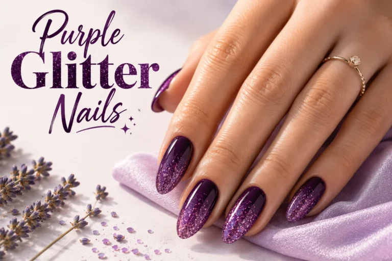 10 purple glitter nail ideas with stylish sparkling designs