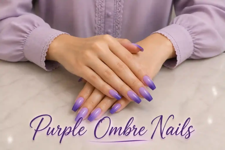 Purple ombre nails in trendy lavender and violet shades
