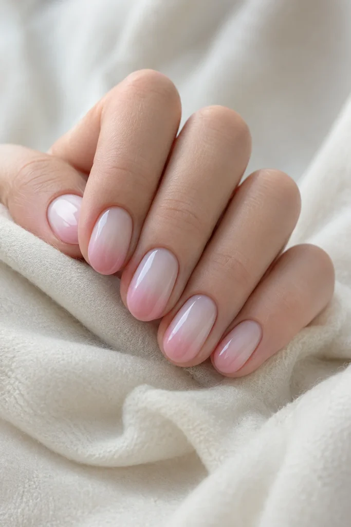 Sheer pink ombre with milky white base