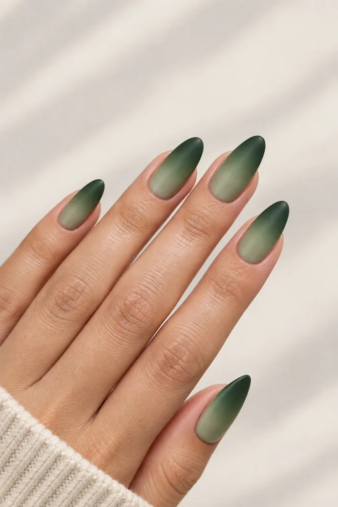 Agave green ombre Mexican nails with sage and forest shades