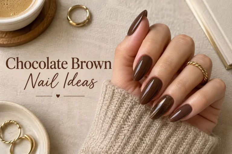 Chocolate brown nail ideas with elegant glossy finishes