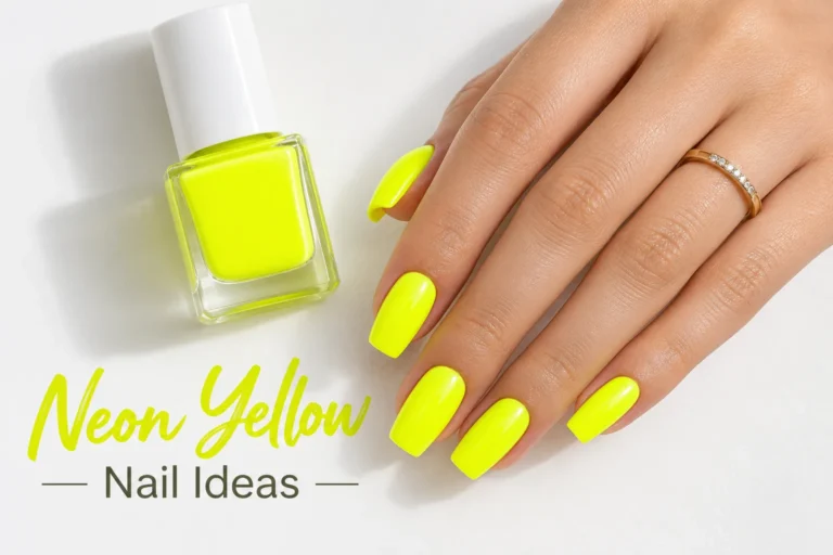 Neon yellow nail ideas in bright stylish designs