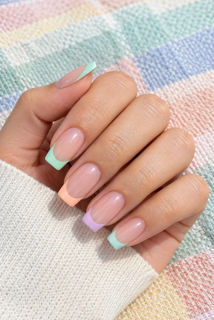 Pearlescent shine gives pink nails a soft luxurious glow.