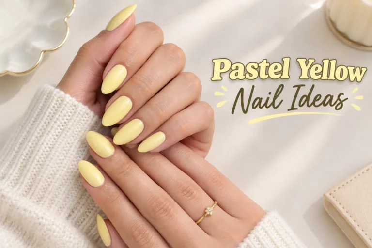 Pastel yellow nails with elegant glossy finish