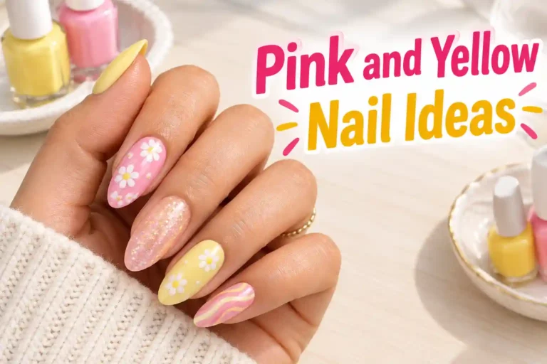 Pink and yellow nail ideas with stylish colorful designs