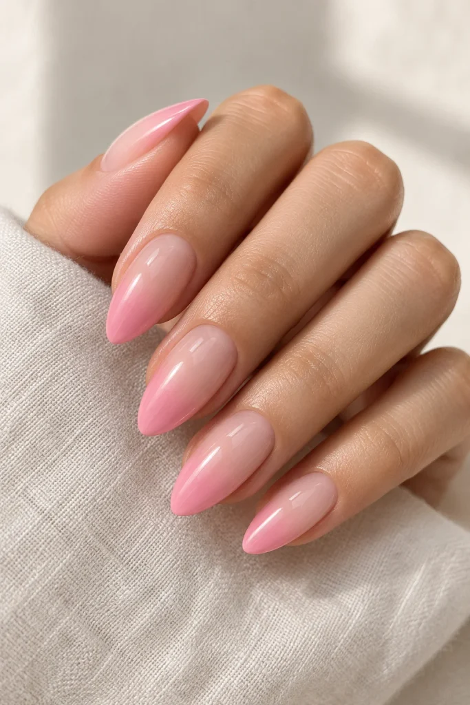 Nude and blush pink two tone ombre nails