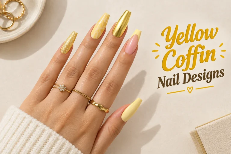 12 stunning yellow coffin nail designs in different modern styles