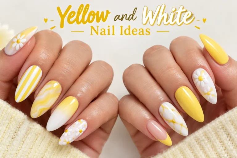 Yellow and white nail ideas for a fresh elegant manicure