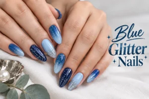 11 blue glitter nail ideas with glamorous sparkling finishes