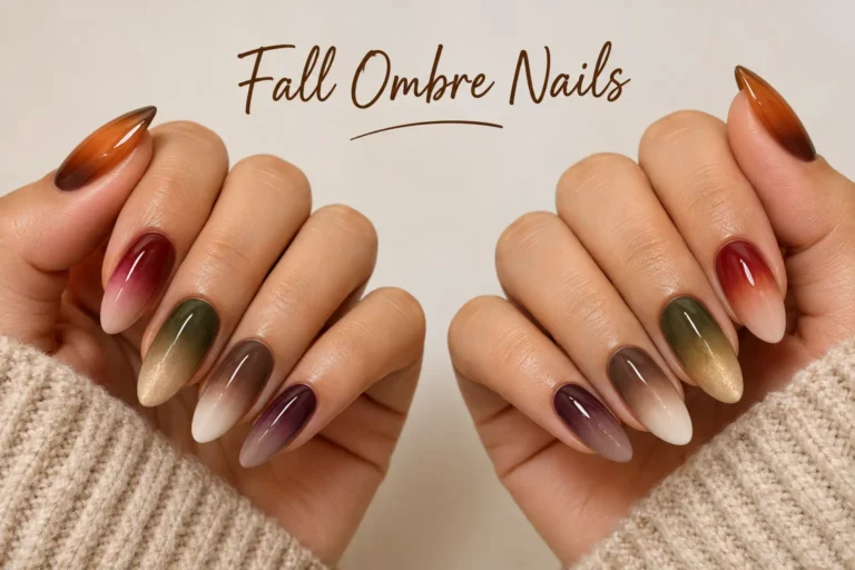 Elegant fall ombre nails in rich autumn colors
