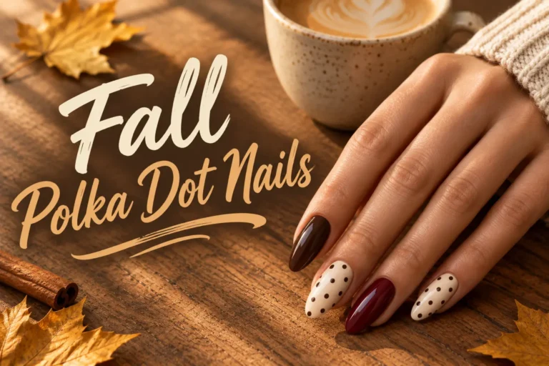 Fall polka dot nails in chic autumn-inspired colors