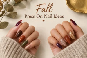 Elegant fall press on nails in rich seasonal shades