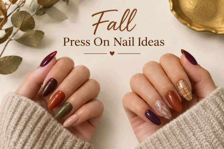 Elegant fall press on nails in rich seasonal shades