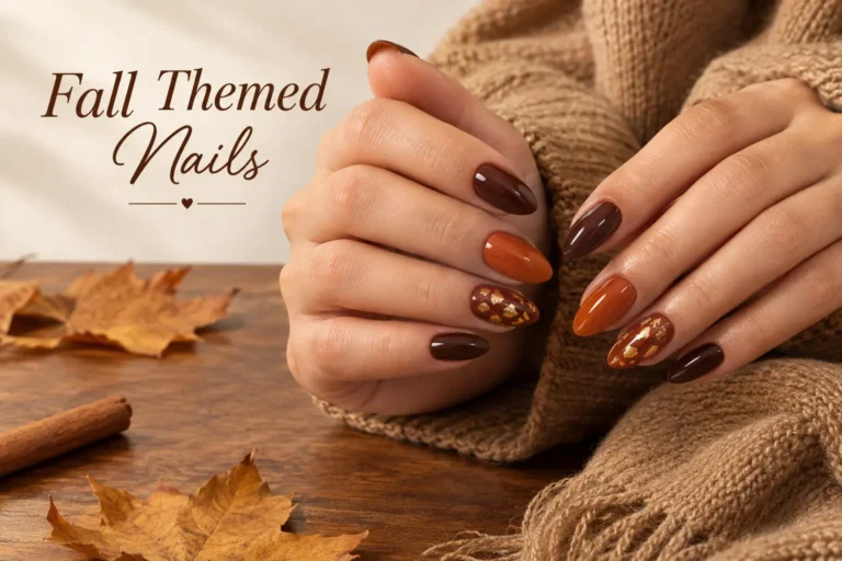 Ten fall themed nail designs in rich autumn colors