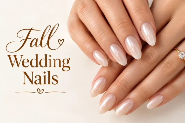 Elegant fall wedding nails with romantic bridal manicure designs