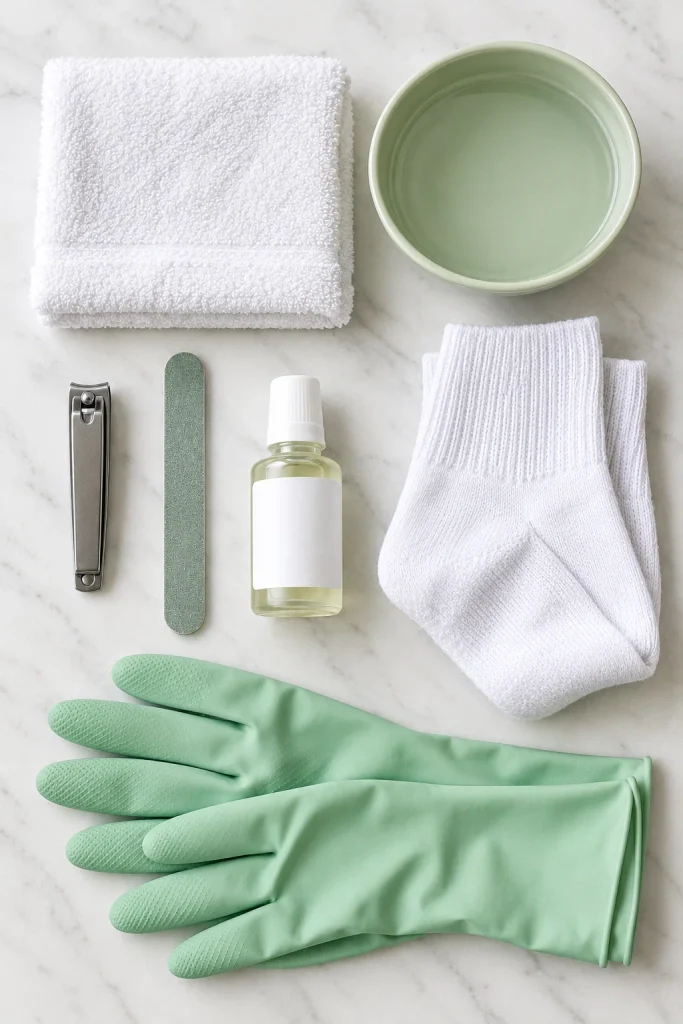 Home nail care supplies for managing mild nail fungus