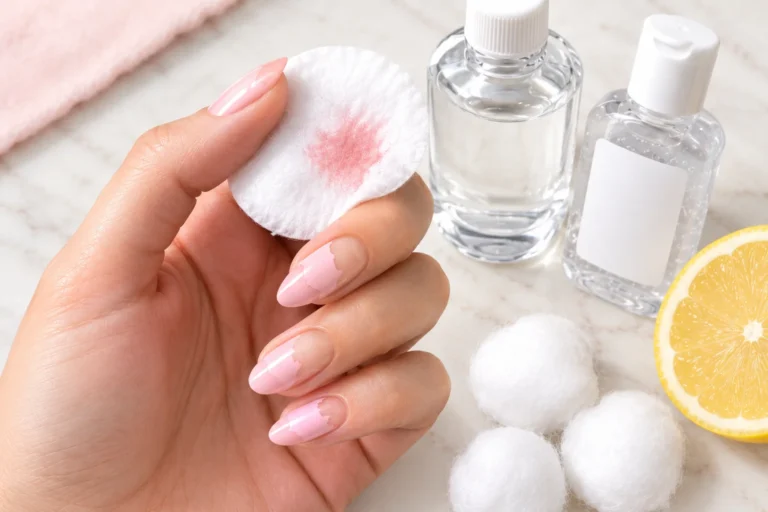 Woman removing nail polish without nail polish remover
